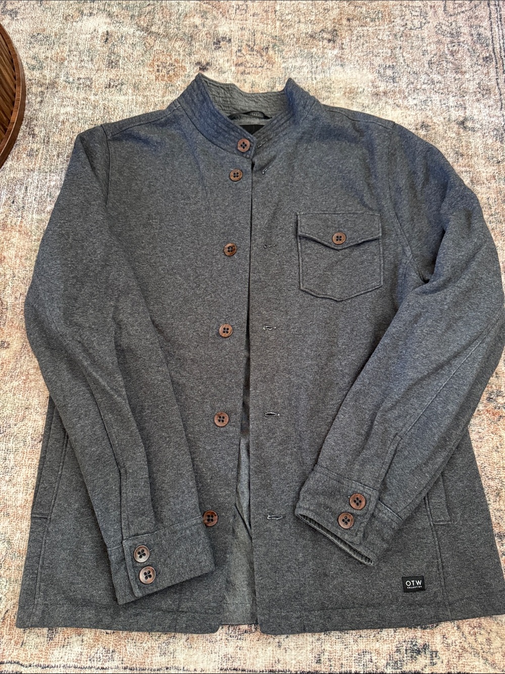 Vans OTW Men's Charcoal Button-Front Stand-Collar Jacket